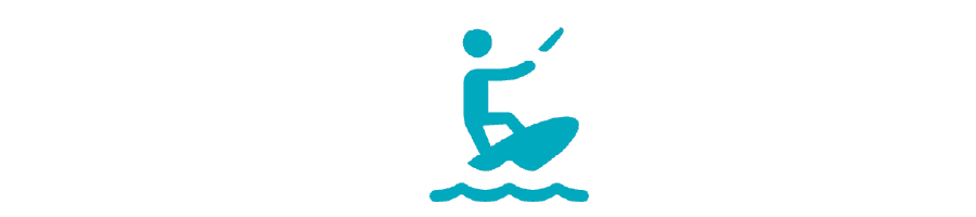 Icon of a person wakeboarding on water.