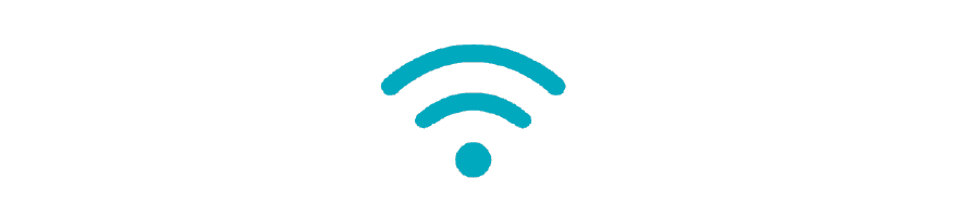 Wi-Fi signal icon in turquoise.